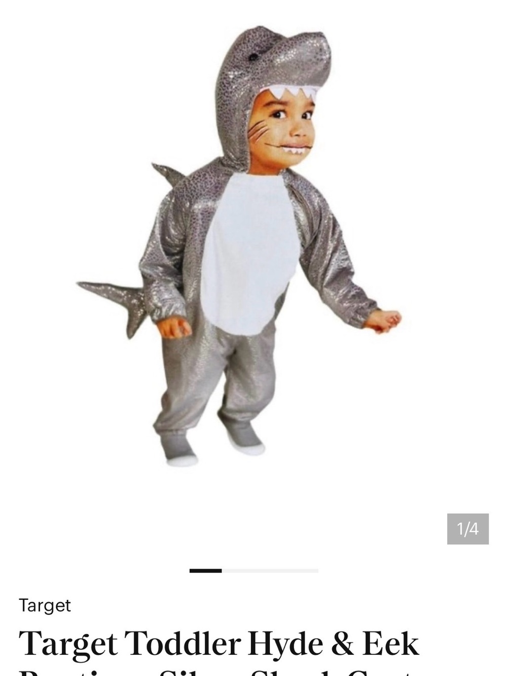 Target Toddler Metallic Silver Shark Costume with White Belly